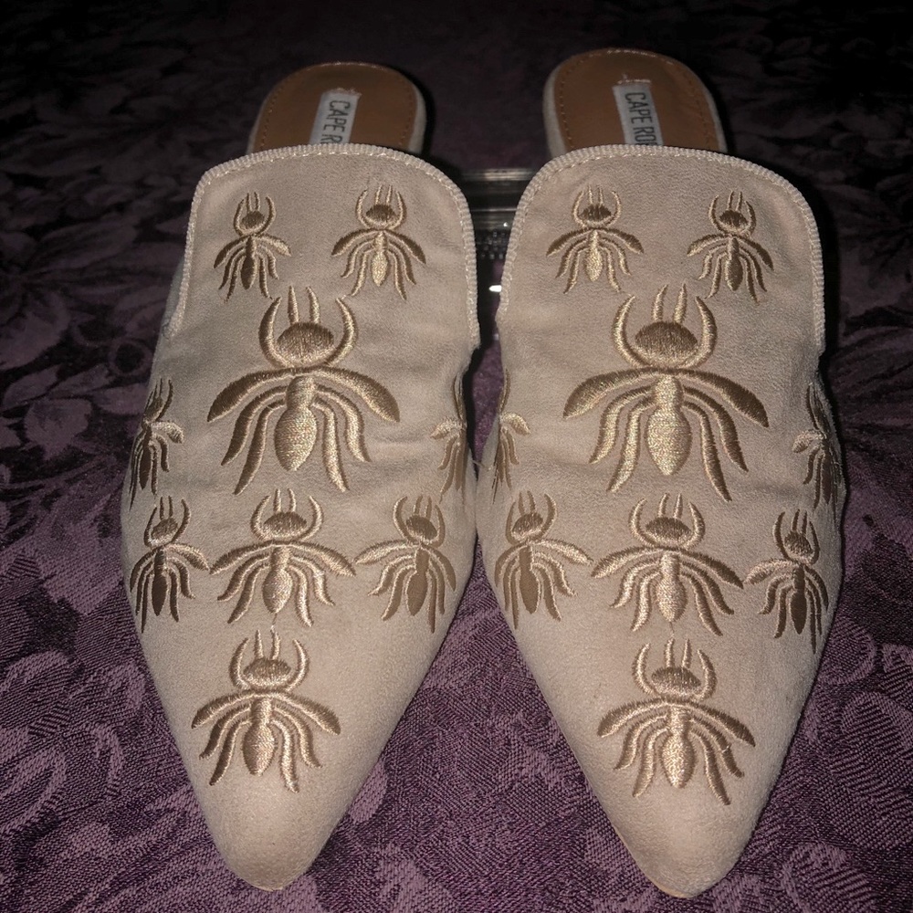 Embroidered Mules.  Size 9